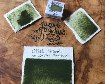 New* GENUINE OPAL GREEN Artisanal Handmade Watercolor Half Pan