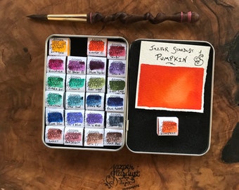 New* PUMPKIN Artisanal Handmade Watercolor Half Pan