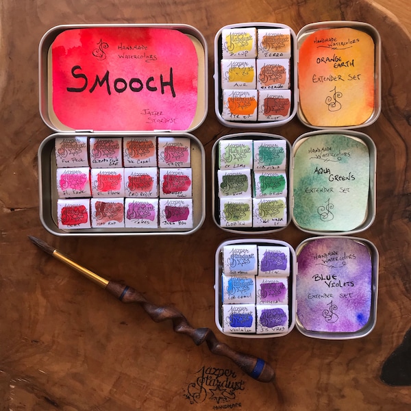 Nouveau lot de 12 SMOOCH - aquarelle faite main de façon artisanale