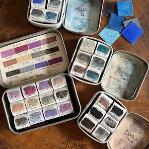 new MIDNIGHT MYSTIC Set  12 or 14 Artisan Handmade Watercolor paint Set