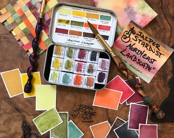 NORTHEAST LANDSCAPE (autumnal)  Set of 12 or 14 Artisan Handmade Watercolor paint Set