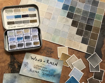 WIND & RAIN Set of 12- Artisan Handmade Watercolor paint Set