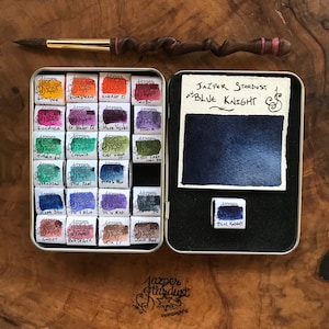 New* BLUE KNIGHT Artisanal Handmade Watercolor Half Pan