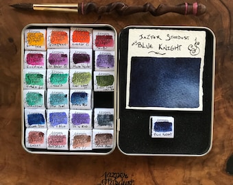 New* BLUE KNIGHT Artisanal Handmade Watercolor Half Pan