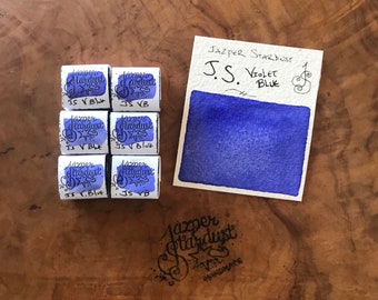 New* JS Violet Blue Artisanal Handmade Watercolor Half pan