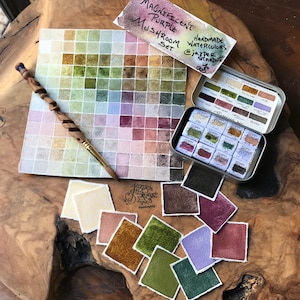 Magnificent PURPLE Mushroom Set of 12- Artisan Handmade Watercolor paint Set