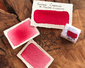 New* GENUINE Carmine Artisanal Handmade Watercolor Half Pan