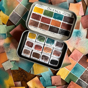 OXYDES - Ensemble de 12 peintures aquarelles artisanales faites main