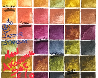 AKOOSTIK LIMITED EDITION  Watercolor Set of 6 Artisan Handmade Watercolour paint set Half Pans