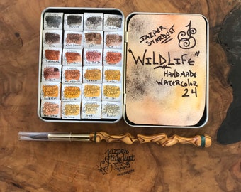 WILDLIFE Watercolor Set of 24 Artisan Handmade Watercolour paint set