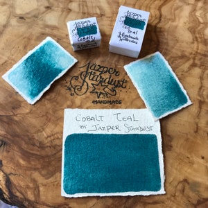 New* Cobalt TEAL Artisanal Handmade Watercolor Half Pan