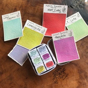 Novo conjunto de paletas de aquarela COPPER TURQUOISE TRAVEL com 6 tintas aquarela artesanais (6 x 5 cm!)