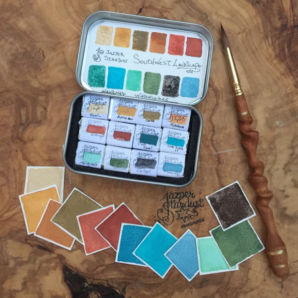 SOUTHWEST TRAVEL Watercolor Set of 12 Artisan Handmade Watercolour paint set