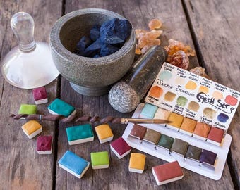 Special Selection Earth Set of 12- Artisan Handmade Watercolor paint Set made from Genuine World Earth Pigments