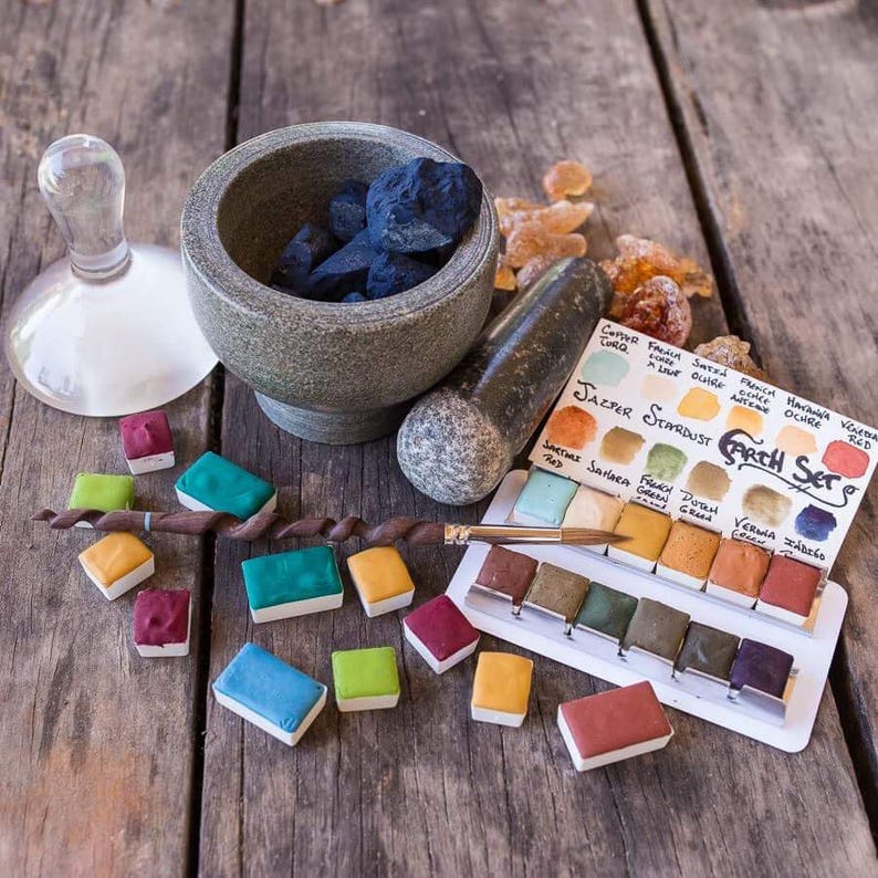 Special Selection Earth Set of 12 Artisan Handmade Watercolor paint Set made from Genuine World Earth Pigments image 1
