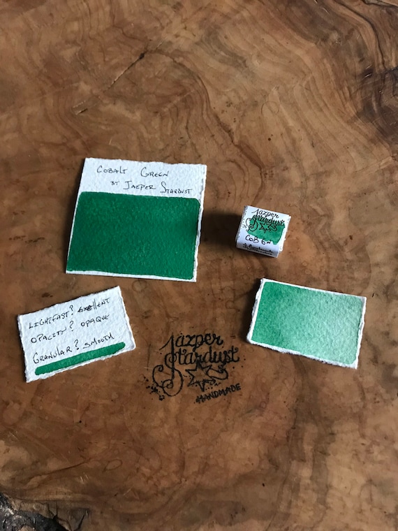 new* Cobalt Green Jazper Stardust Handmade Watercolor Half Pan