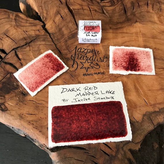 New* GENUINE DARK RED Madder Lake Artisanal Handmade Watercolor Half Pan