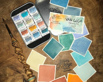 Van Gogh Tribute Set of 12- Artisan Handmade Watercolor paint Set