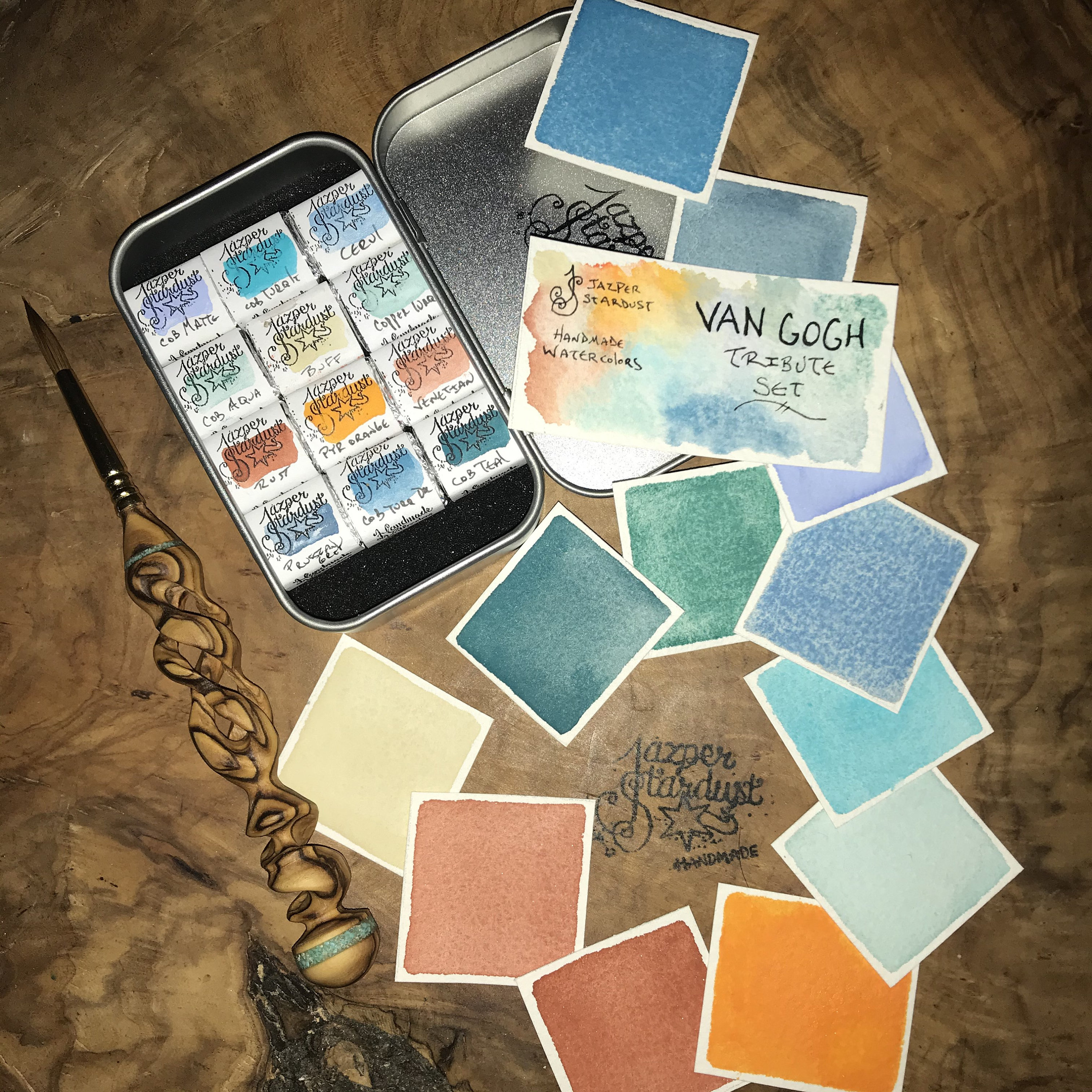 Van Gogh Tribute Set of 12- Artisan Handmade Watercolor paint Set
