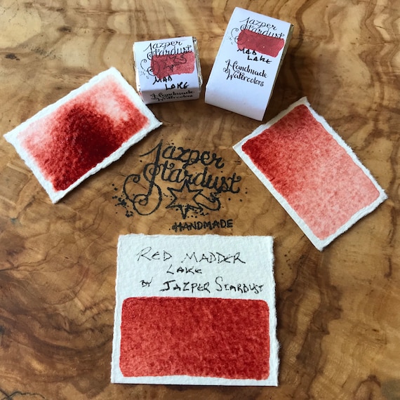 New* GENUINE RED Madder Lake Artisanal Handmade Watercolor Half Pan