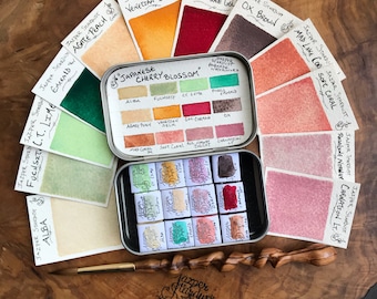 JAPANESE CHERRY Blossom - Artisan Handmade Watercolor paint Set