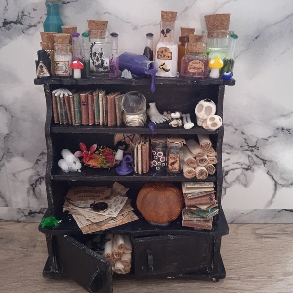 Witches Cabinet Dolls House Miniatures Halloween Wizard Cupboard OOAK Handcrafted Unique