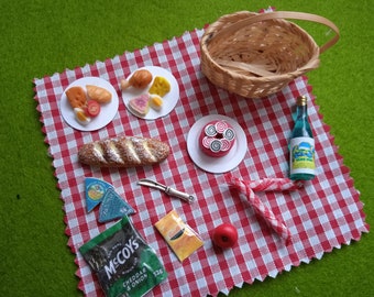 Dolls House Red Luxury Picnic Basket 12th Scale Miniatures Dolls House Summer Food 1:12 Scale 1/12th Scale