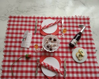Dolls House Valentines Day Picnic Dinner 12th Scale Miniatures Dolls House Food Romantic Dinner for two (A)