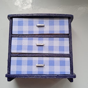 Dolls House Chest of Draws Blue Hand painted 12th Scale Miniature wooden Furniture Hand crafted OOAK 1:12th Scale 1/12th Scale