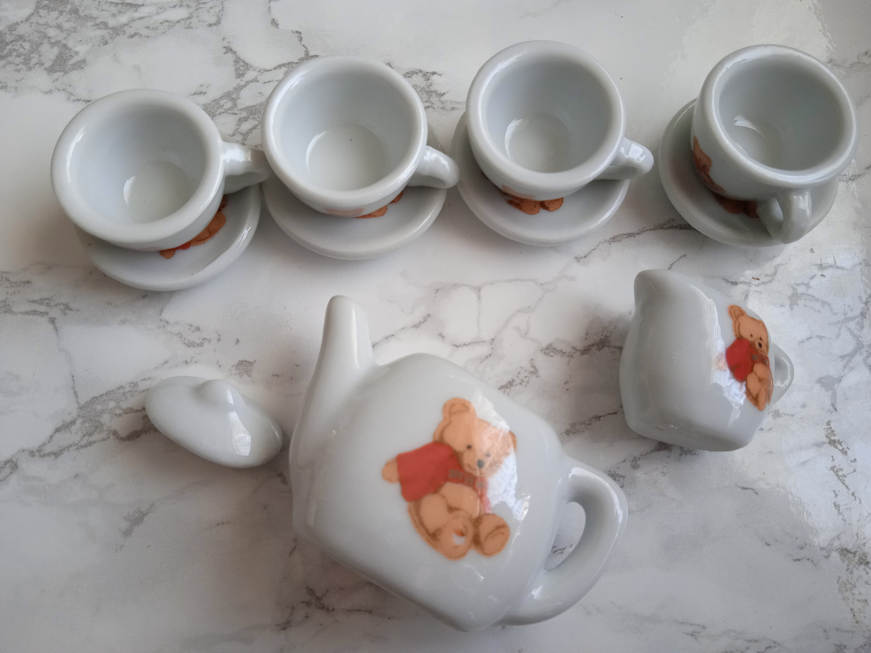 Tea Set 11 Piece Set Teddy Bear Porcelain Miniature Tea Set Etsy UK
