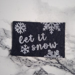 Christmas Mat Black "let is snow" Dolls House 12th scale Miniatures Door mat 1:12th Scale 1/12th scale
