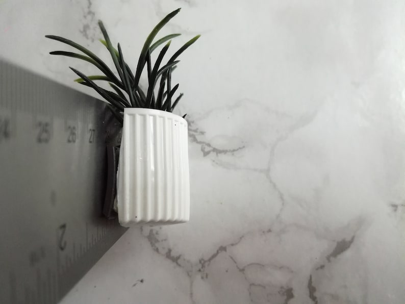 Plant Fridge Magnet Potted Plant Upcycle Handmade White and Green Plant