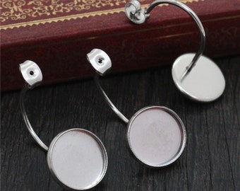 Stainless Steel Curved Earring Backs | 10mm or 12mm Setting | Pack of 10pcs