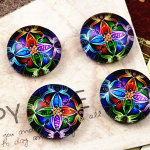 12mm Mandala Glass Cabochons | Pack of 20pcs