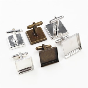 Square Cufflink Bases | Choice of Plated Finish & Size | Pack of 10pcs