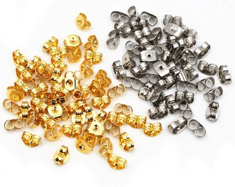 Stainless Steel Butterfly Earring Backs | Choice of Size & Finish | Pack of 100pcs