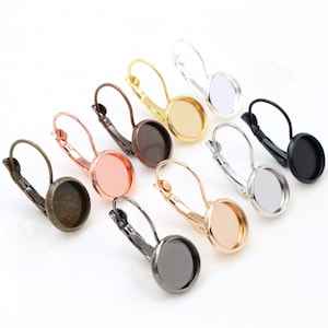 8mm/10mm Lever Back Earring Blanks | Classic Plated Finishes | Pack of 10 (5 Pairs)