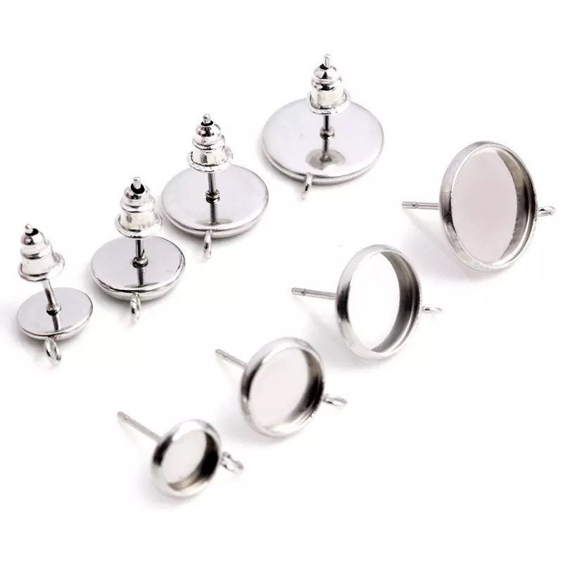 Stainless Steel Earring Stud Blanks 4 Sizes Pack of 20pcs Etsy