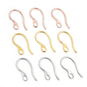 22x11mm Plated Stainless Steel Ear Hooks | Pack of 20 | 10 Pairs | 3 Colour Choices