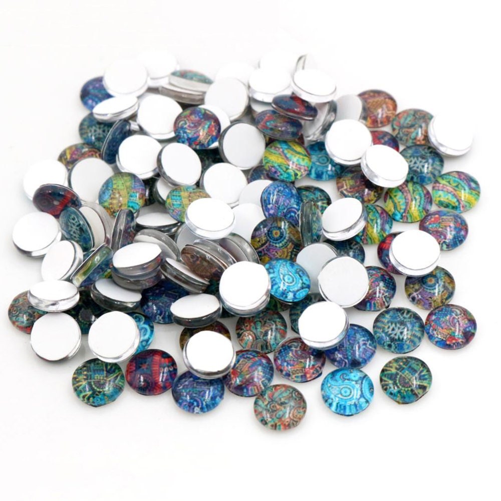 50pcs 12mm Mixed Tree Design Printed Glass Cabochons 50pcs 12mm Mixed Tree Design Printed Glass Cabochons