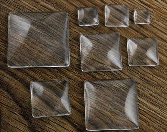 Square Clear Glass Cabochons | Choice of Size