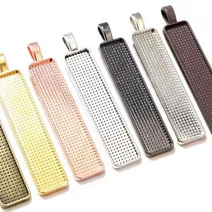 10x50mm Rectangular Pendant Blanks | Choice of Plated Finish | 5pcs