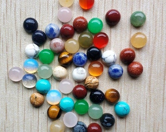 Cabochons en pierre naturelle de 4 mm ou 6 mm | Mélange de pierres | Paquet de 50