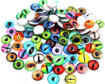 50 Pairs Mixed Eyes Glass Cabochons | Choice of 5 Styles & 4 Sizes | 100pcs