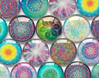 Pretty Kaleidoscope Glass Cabochons |  Choice of Sizes