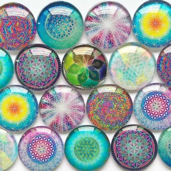 Cabochons en verre joli kaléidoscope | Choix de tailles