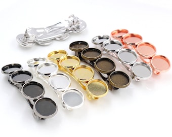 Hair Barrettes With 4 12mm Cabochon Settings | Choice of Plated Finishes | Pack of 5