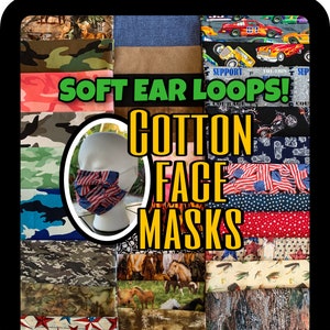 Reusable face mask With filter pocket & removable nose wire. Hunting, fishing, camouflage, tractors, horses. Adult and kid sizes available image 1