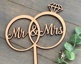 Mr and Mrs wood cake topper. Boho cake topper, wedding cake topper