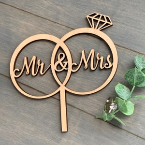 Sr. y Sra. topper de pastel de madera. Topper de pastel boho, topper de pastel de bodas